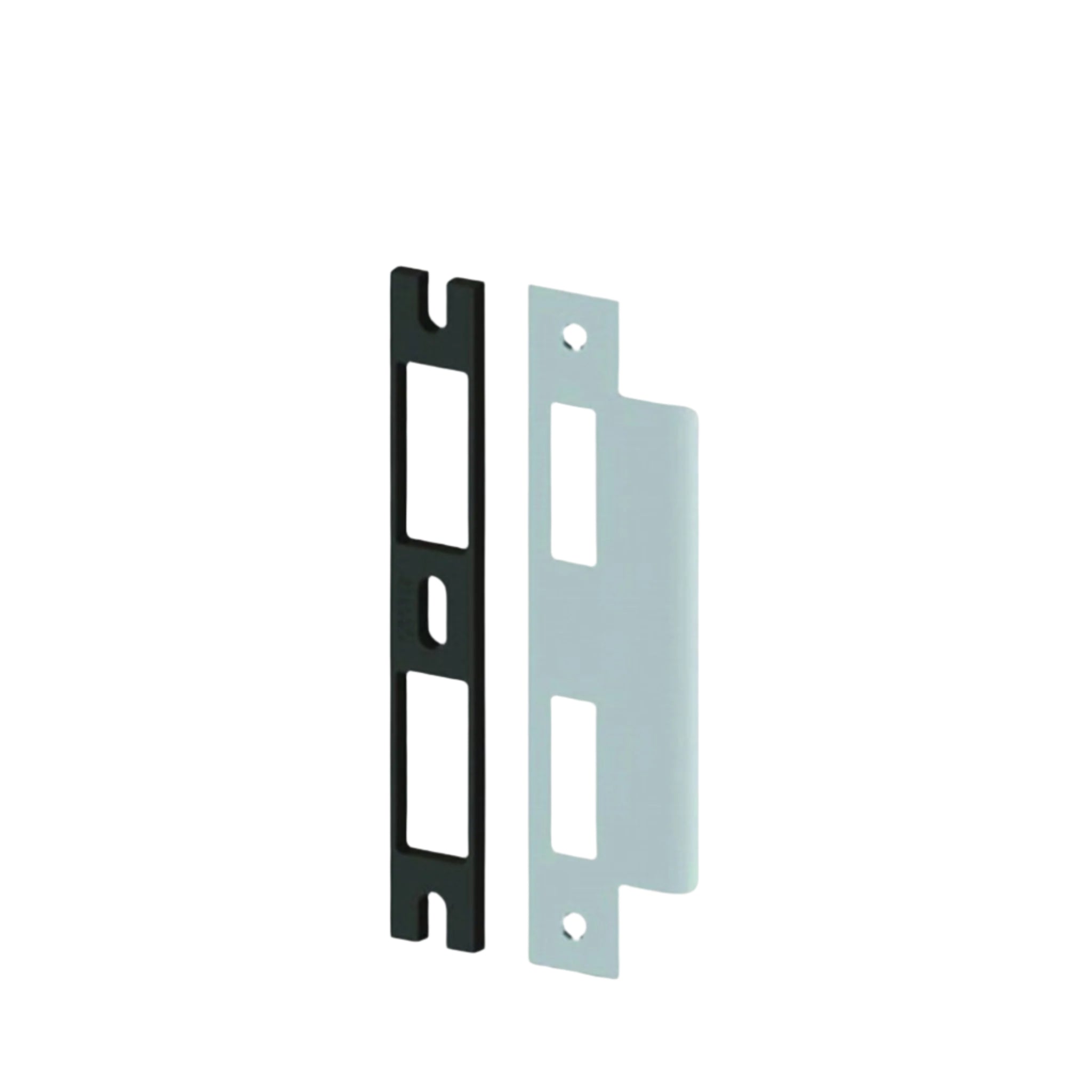Two metal brackets on a white background
