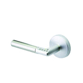 Chrome door handle on a white background