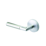 Chrome door handle on a white background