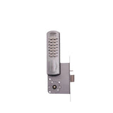 Digital door lock with keypad on a white background