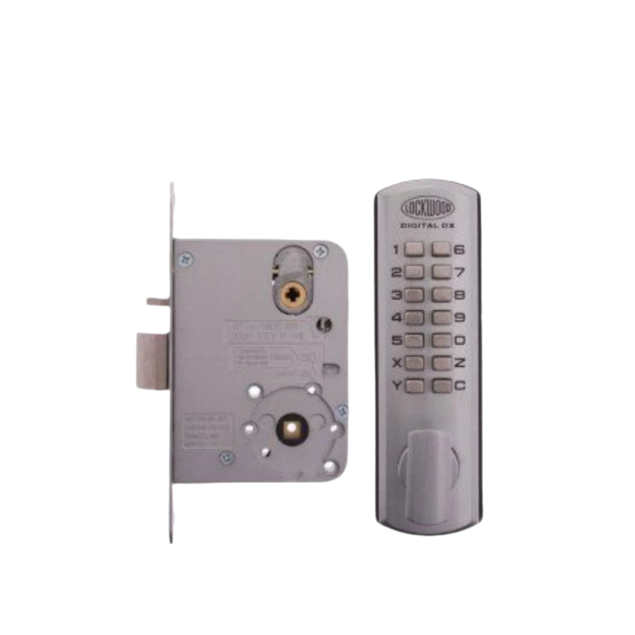 Digital door lock set on a white background