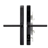 Black digital door lock on a white background