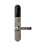 Digital door handle with keypad on a white background
