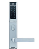 Digital door lock with keypad on a white background