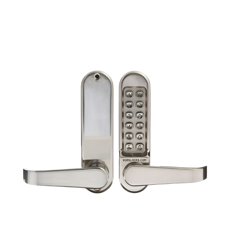 Digital door handle with keypad on a white background