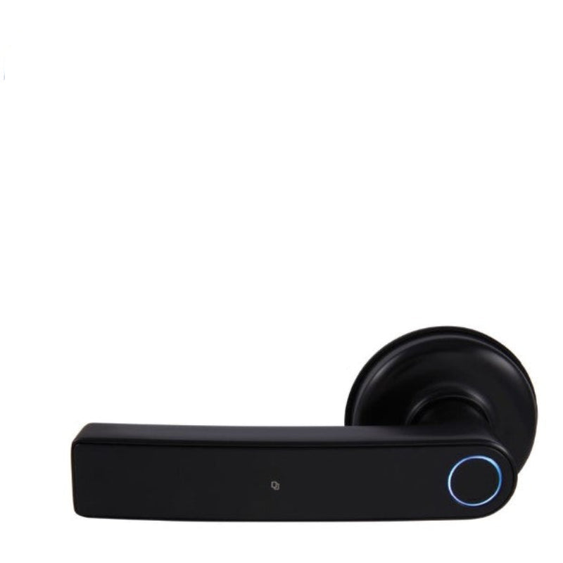 Gainsborough Mode Smart Lever Lock Black on a white background with product description text.