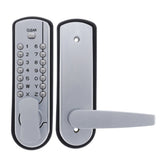 Digital door lock with keypad on a white background
