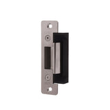 Metal door handle with black rubber bumper on a white background