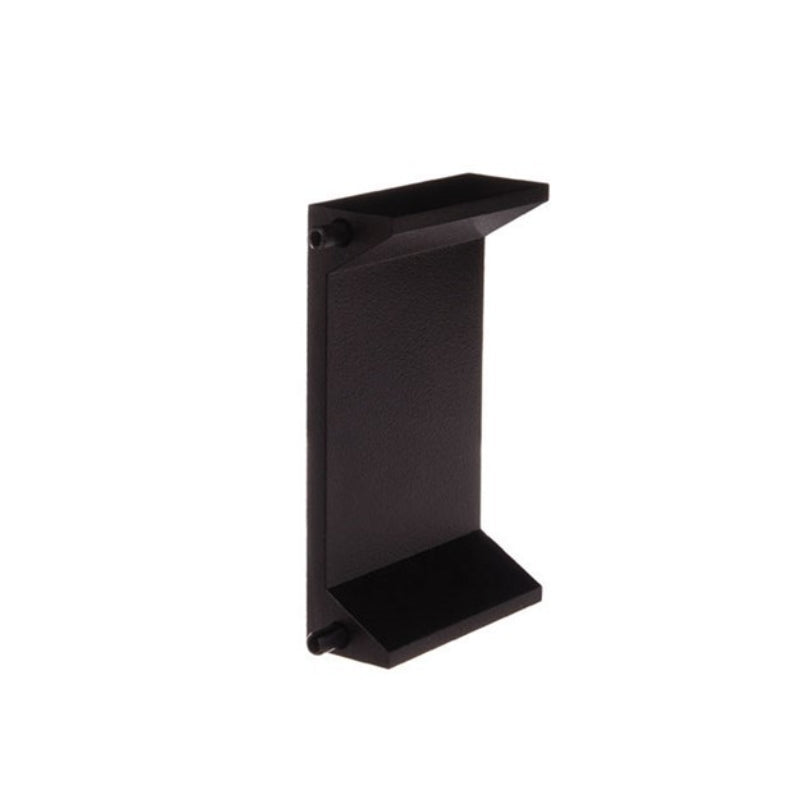 Black wall-mounted shelf on a white background