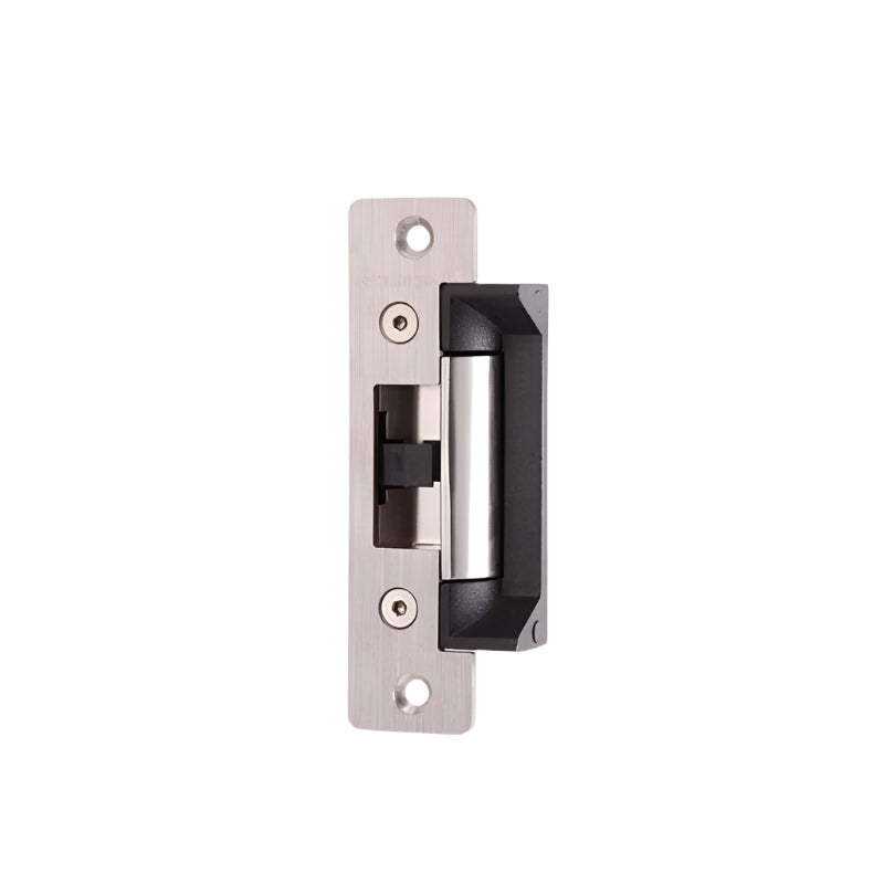 Metal door handle on a white background