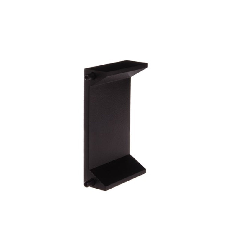 Black wall-mounted shelf on a white background