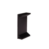 Black wall-mounted shelf on a white background