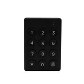 Black keypad with numbers and symbols on a white background