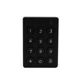 Black keypad with numbers and symbols on a white background