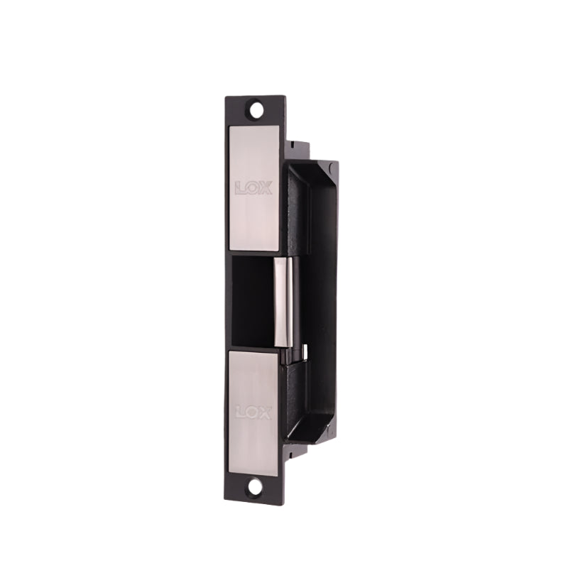 Black and silver door handle on a white background