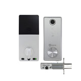 Set of electronic door locks on a white background