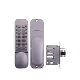Digital door lock set with keypad, handle, and latch on a white background