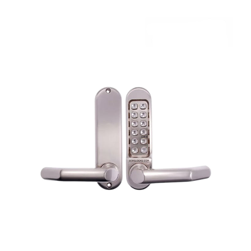 Digital door handle with keypad on a white background