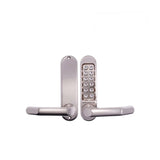 Digital door handle with keypad on a white background