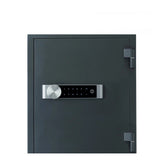 Black safe with digital lock on a white background