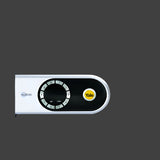 Black safe with digital keypad on a white background