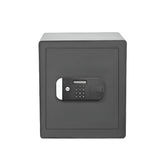 Black safe box with digital keypad on a white background