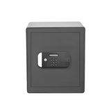 Black safe box with digital keypad on a white background