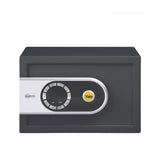 Black safe box with a digital lock on a white background