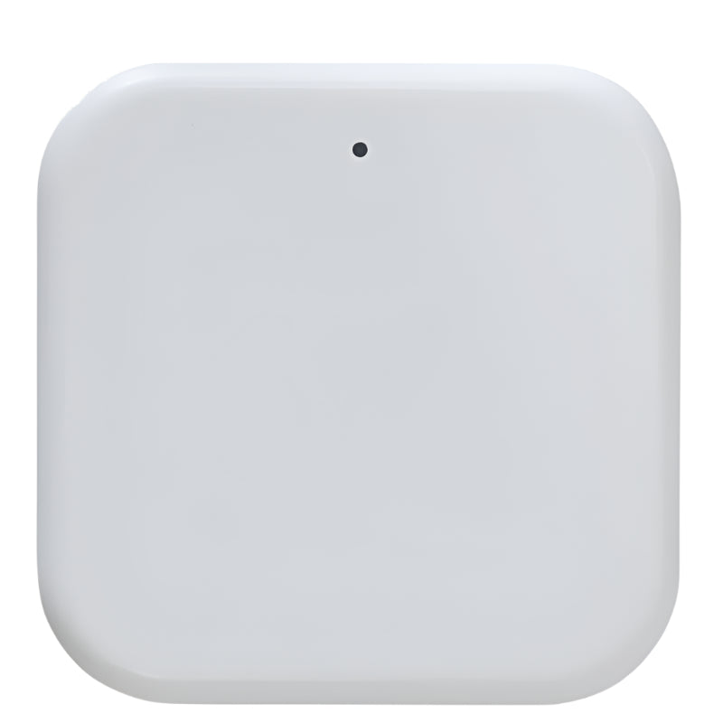 White square device with a small black dot on a white background