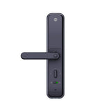 A matt black YALE BYYOU PRO smart mortice lock with a touch keypad and lever handle.