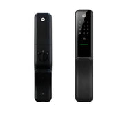 Black electronic door lock on a white background