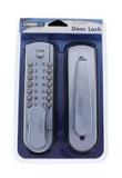 Electronic door lock set in its packaging on a white background