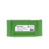 Green electronic device with a label on a white background