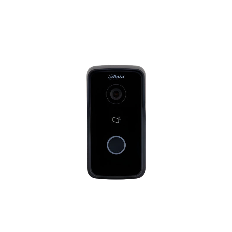 Black Dahua security camera on a white background