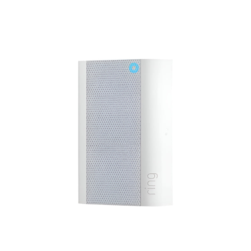 Ring device packaging with visible brand logo on a white background