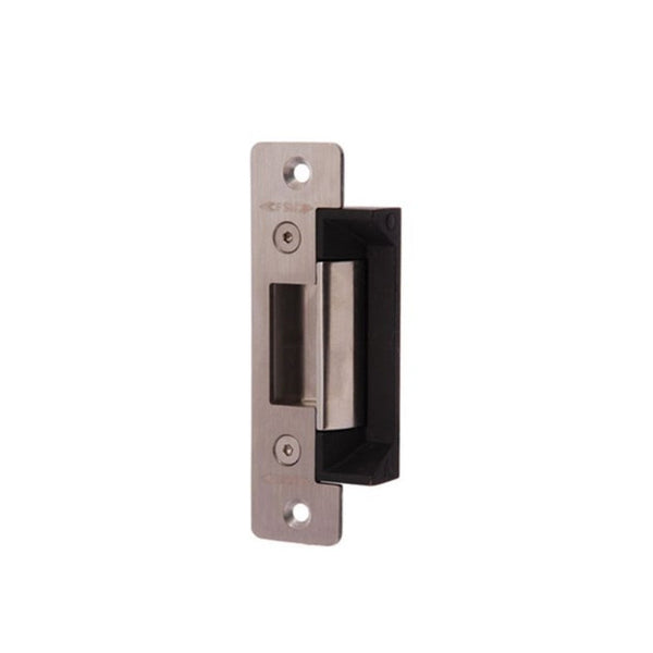 Metal door handle on a white background