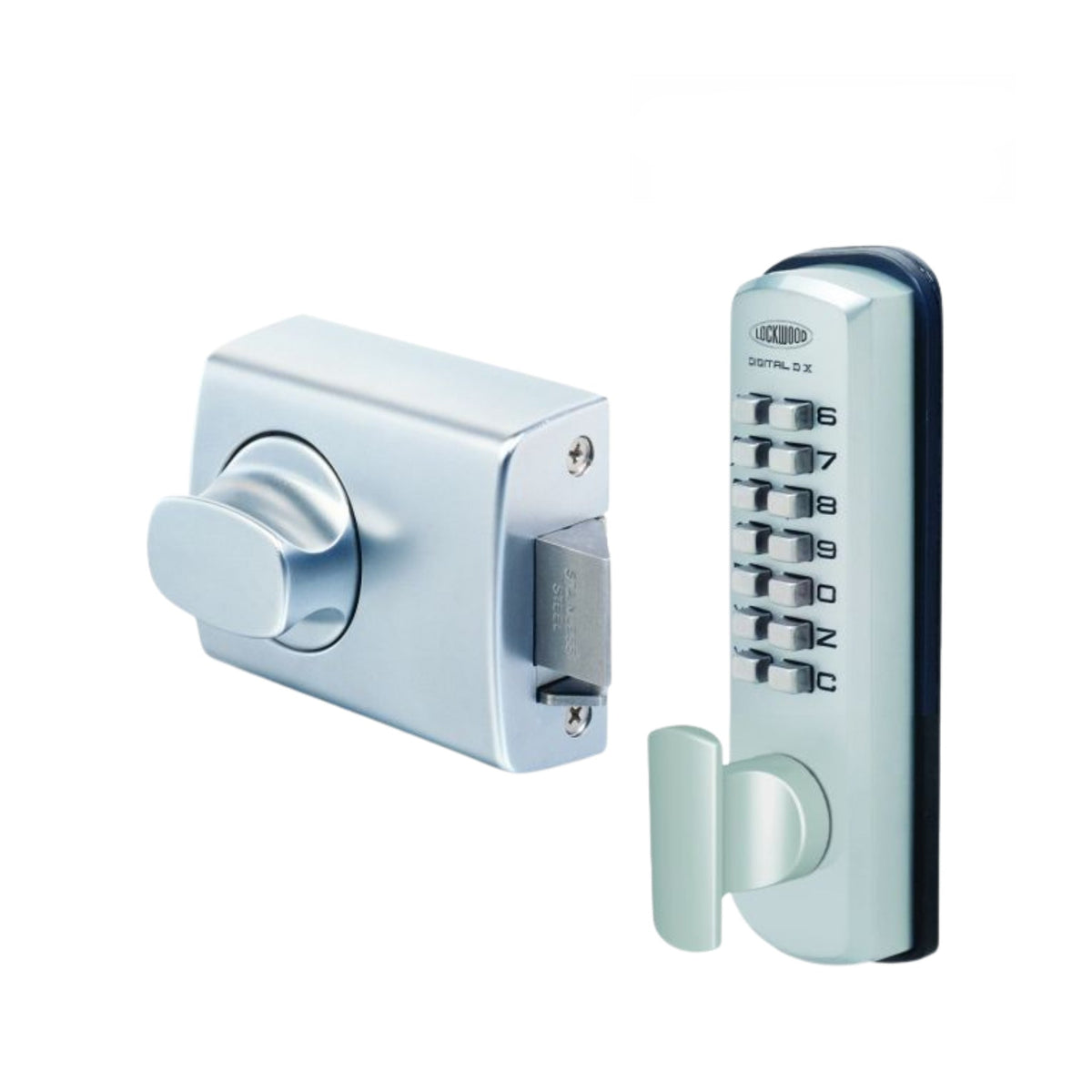Lockwood DX DIGITAL KEYPAD WITH 002 DEADLATCH WITH KNOB DP Satin Chrome