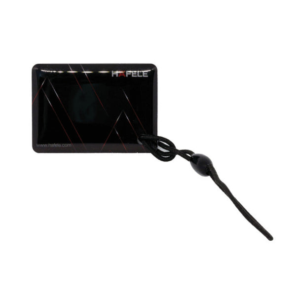 Black electronic device with a cord on a white background, featuring the Hafele logo.