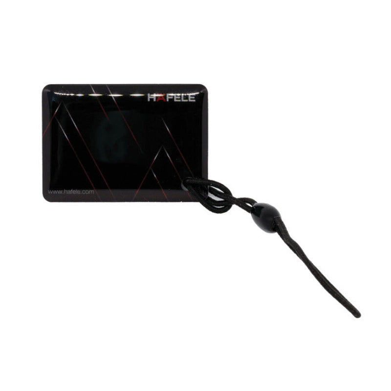Black electronic device with a cord on a white background, featuring the Hafele logo.
