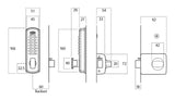Lockwood Dx Digital Keypad With 002 Deadlatch With Knob Tp Satin Chrome